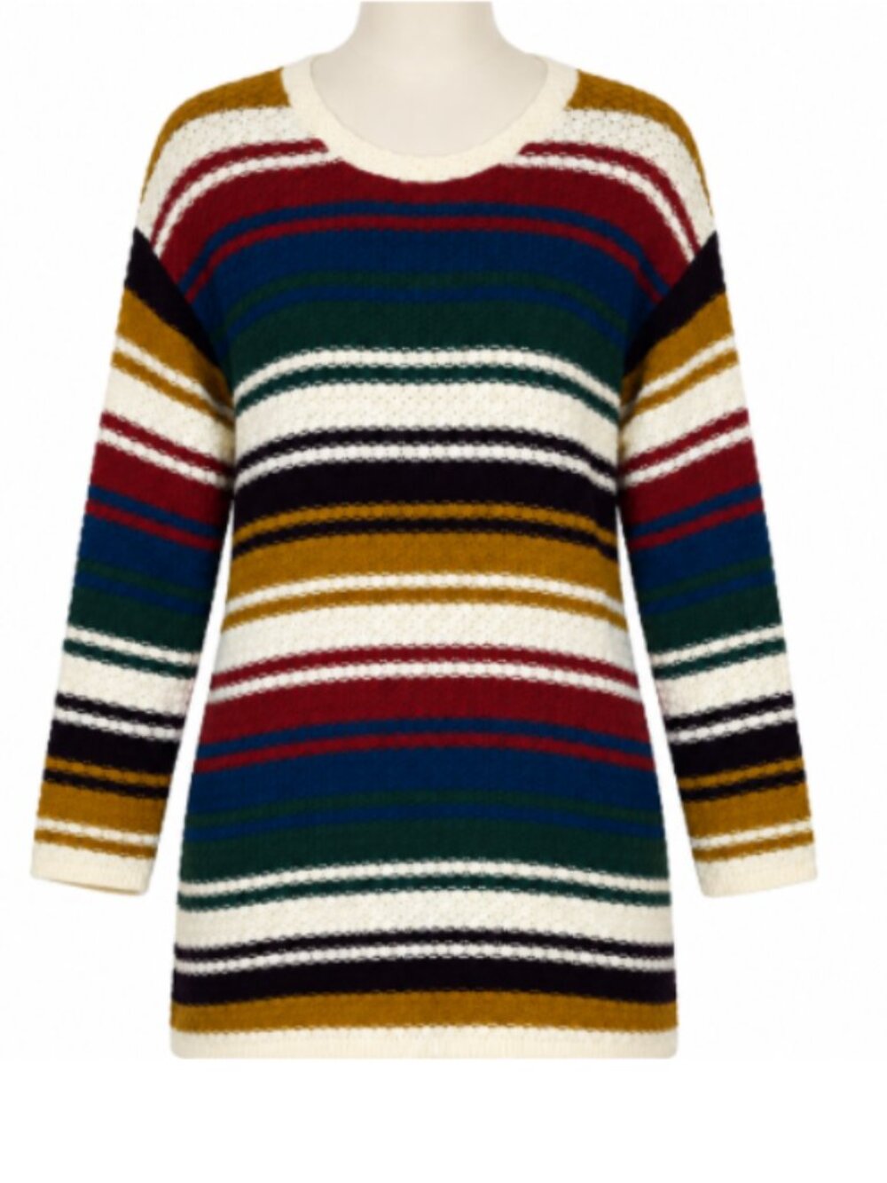 Women Y2K Color Block Stripe Sweater Size XL